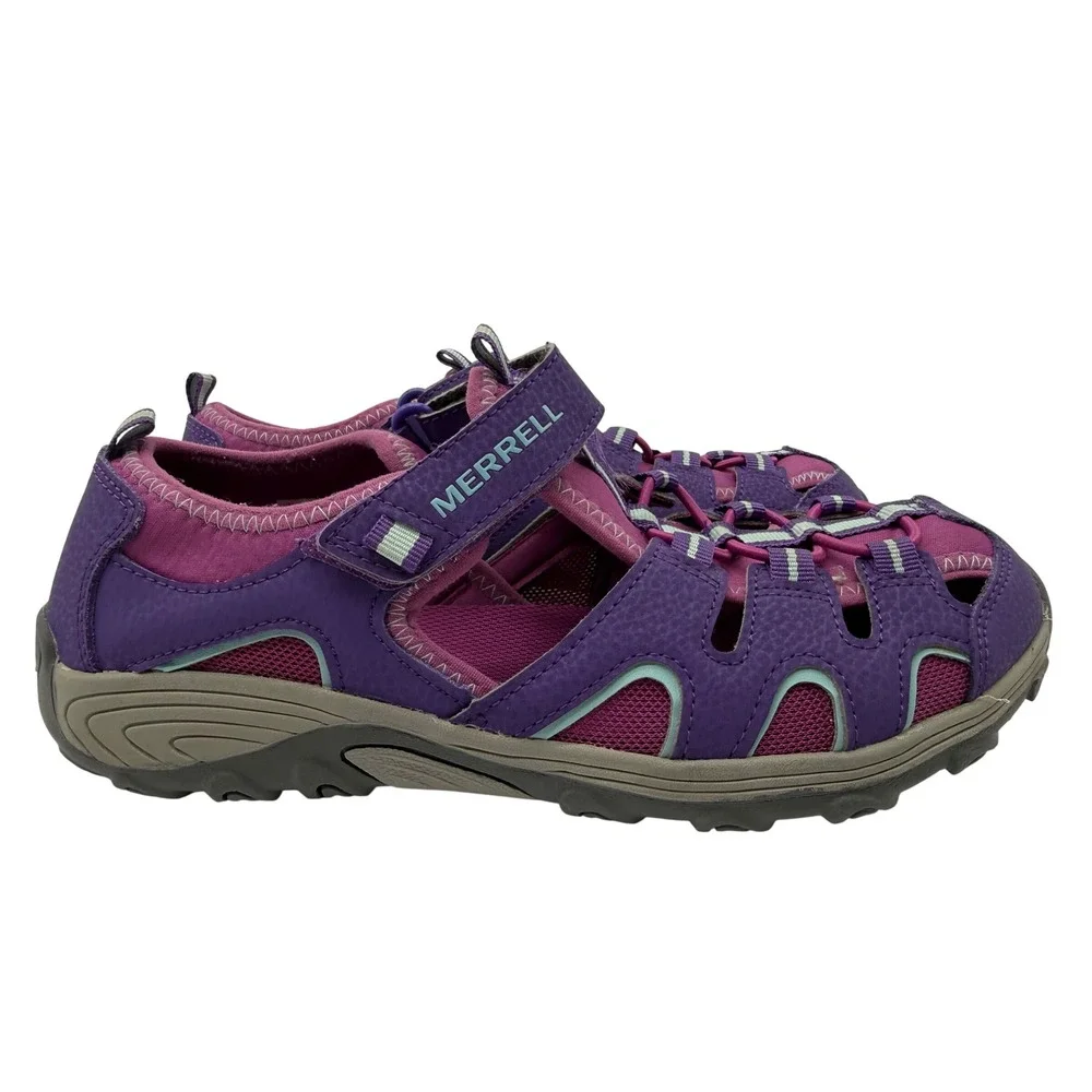 Merrell Hiking Sandals Kids Size 7 Purple Excellent Leather Mesh MK165683